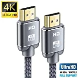 Câble HDMI 4K 2m - Snowkids Câble HDMI 2.0 Haute Vitesse par Ethernet en Nylon Tressé Supporte 3D/ Retour Audio - Cordon HDMI pour Lecteur Blu-Ray/Xbox/Xbox 360/ PS3/ PS4/ TV 4K Ultra HD/Ecran - Gris