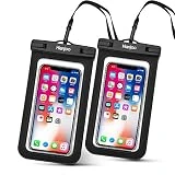 Hianjoo [Certifiée IPX8 Pochette Téléphone Étanche, [Lot de 2] Housse Coque Universel Waterproof Case Bag Etui Safe Water Pouch avec Corde pour Smartphone jusqu'à 6,5 Pouces, Noir-Noir