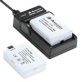 Powerextra Lot de 2 batteries avec chargeur de remplacement Canon LP-E5 pour Canon EOS Rebel XS, Rebel T1i, Rebel XSi, 1000D, 500D, 450D, KISS X3, KISS X2, Kiss F 7,4 V 1800 mAh
