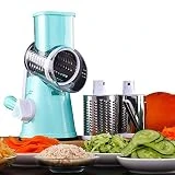 HUADEYI Trancheur de légumes Machine à Couper Les Fruits et légumes Multifonctions Râpe à Fromage à Tambour Rotatif avec 3 Lames rotatives en Acier Inoxydable broyage Tranchage
