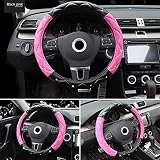 FrohLila Housse de volant universelle pour femmes et filles, 38 cm - Protection de volant de voiture, protège-volant, couvre-volant en cuir PU antidérapant avec diamants
