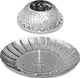 Panier à vapeur pour légumes - Acier inoxydable Premium de 100 pour cent - 18 x 28 cm - Pliant pliant - Sans rouille - Facilement ajustable à différents pots et casseroles - par Utopia Kitchen