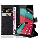 Cadorabo Coque pour WIKO Pulp 4G en Noir DE Jais - Housse Protection avec Fermoire Magnétique, Stand Horizontal et Fente Carte - Portefeuille Etui Poche Folio Case Cover