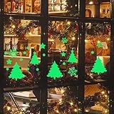 Noël Stickers Muraux，LUCKYCAT Amovibles Mur De Fenêtres 2019 En Vinyle De La Autocollants Maison DIY Autocollant lumineux de mur de flocon de neige de Noël