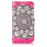 Chreey Coque pour Samsung Galaxy J7 2017 / J730, Créatif 3D Motif Flip Étui en Cuir PU Portefeuille Housse de Protection, Mandala