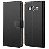 HOOMIL Cuir Premium Coque pour Samsung Galaxy J3 2016, Portefeuille Etui Housse pour Samsung Galaxy J3 2016 (Noir)