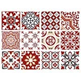 Adhésif Carrelage - Carreaux de Ciment - Redmonky - 12 pièces (15 x 15 cm)