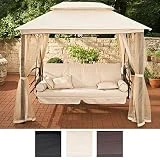 CLP Balancelle Luxueuse de Jardin Kenia avec Fonction de Lit - Balançoire de Jardin 3 Places Convertible en Lit avec Coussin de Siège et Moustiquaire, Disponible en Plusieurs Couleurs : Crème