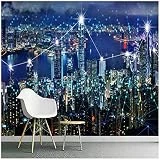 Photo Fond d'écran-HD 3D Stéréo Hong Kong Nuit Paysage-Fond Murale Murale Salle à manger Décor-Papier Peint Murale-400cm (L) x250cm (H) (13'1'x8'2') ft