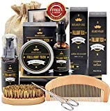 Kit De Coffret Coin Barbe Homme Complet Produit avec Shampoing Barbe,Huile Barbe,Peigne,Brosse a Barbe,Ciseaux,Baume a Barbe,Accessoire Barbe Kit Barbe Entretien et Soin pour Homme,Cadeaux pour Homme