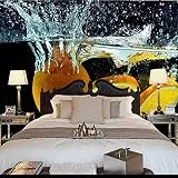 Lyqyzw Peintures Murales Personnalisées Fruits Orange Dans Le Débordement De L'Eau De Pulvérisation Hd Photo Fond D'Écran Salon Tv Canapé 3D-310X210Cm