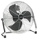 Bestron Brasseur d'air de style rétro, Avec tête inclinable, Hauteur : 46,5 cm, Ø 45 cm, 100 W, Chrome
