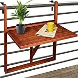 Deuba - Table de balcon suspendue en bois d'acacia certifié FSC - Table de balcon rabattable • 64x45x87cm - Acacia • Pliable • Compacte • Elégante - balcon, terrasse, intérieur, extérieur