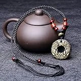 Hyun Man Ice sortes Obsidienne Brave Troupes en toute sécurité Boucle Pendentif d'agate Collier homme Pi Qiu Jade Bijoux Small Section Cat's Eye Gold Obsidian (Ebony Lany